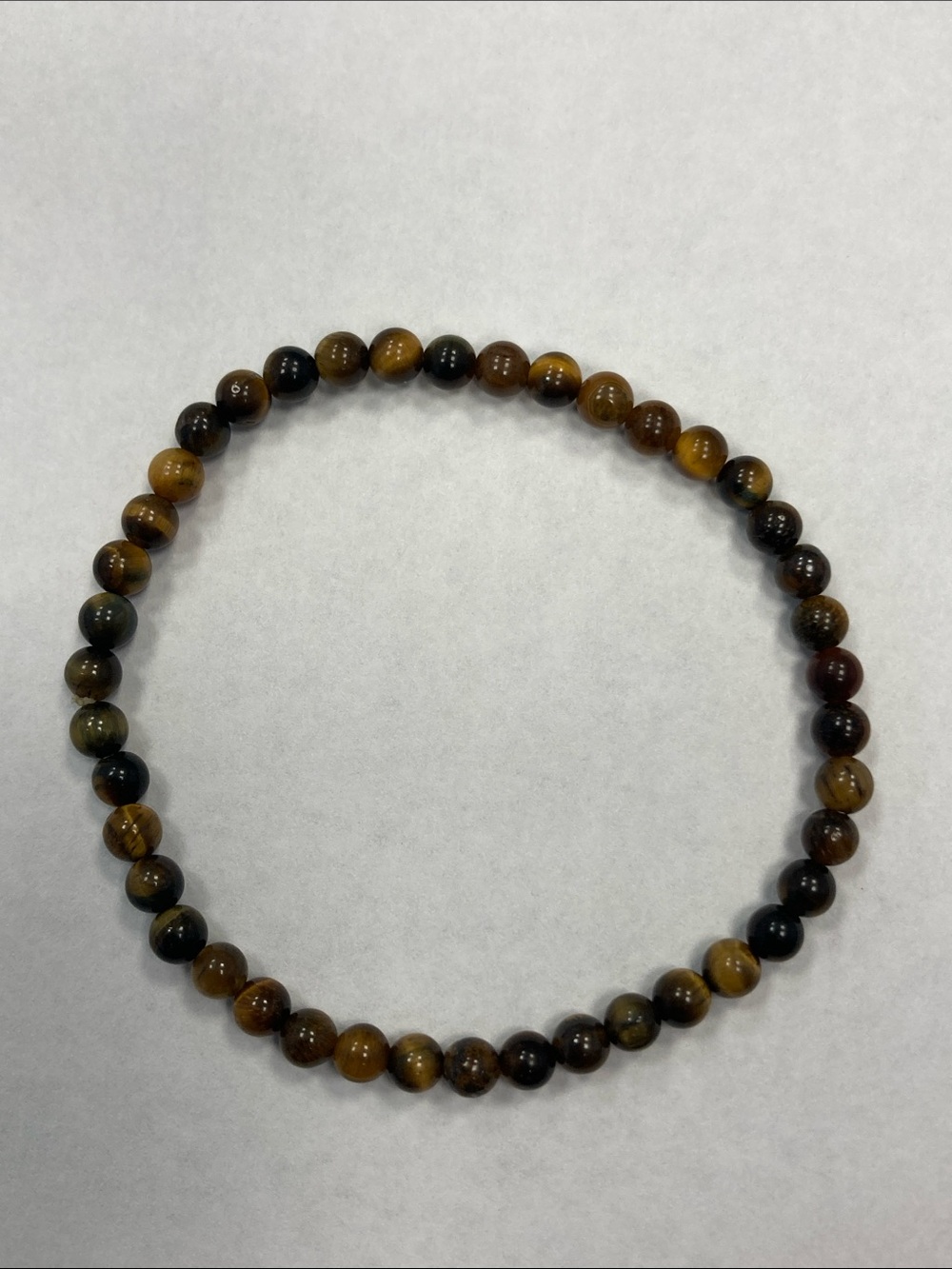 Natural Tiger Eye Bead Stretch Bracelet - Brown
